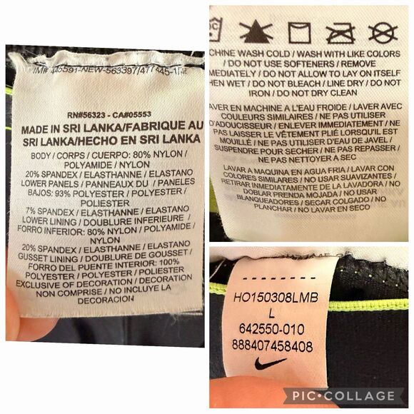 Nike Dri-Fit Pro Recovery Hypertight Running Tights in Black Neon Green Size L - Picture 16 of 16